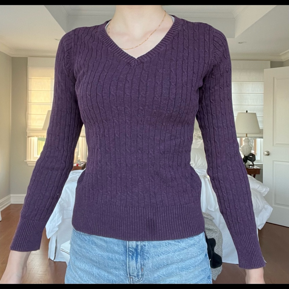 Dark Purple Cableknit Sweater